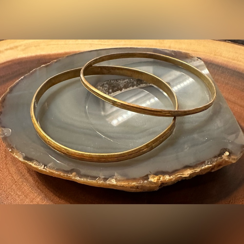 VINTAGE handmade, hammered brass bangles